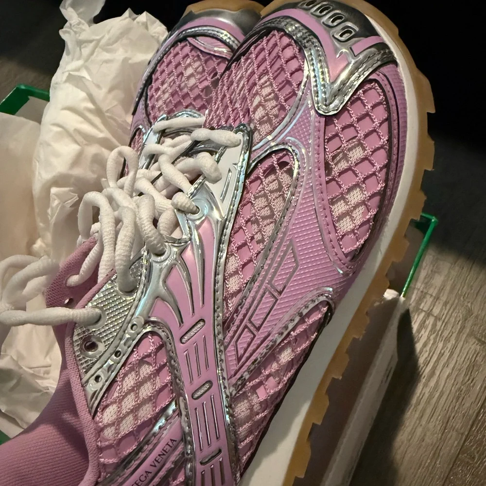 Bottega Veneta Pink and White Orbit Sneakers - Picture 3 of 15